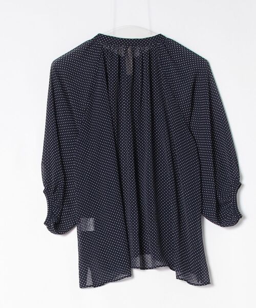 「Q」 7分袖ブラウス MEDIUM ネイビー レディース_画像2