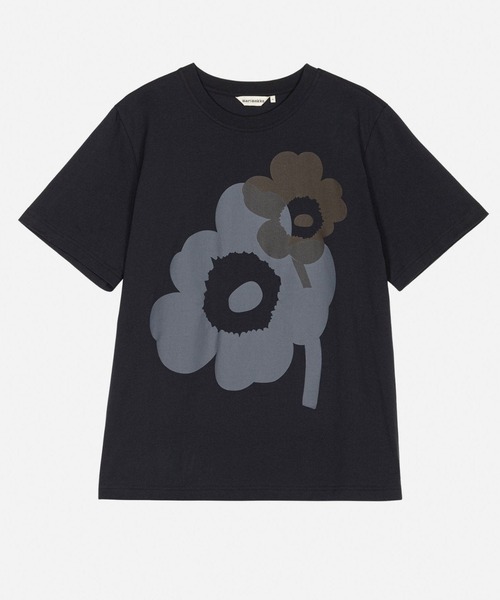 marimekkoマリメッコUnikkoウニッコ柄 Tシャツ グレー×ブラック marimekko（レディースTシャツ、カットソー）｜トップス