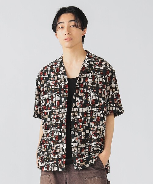 BEAMS HEART シャツ プリント オープンカラー メンズ レディース