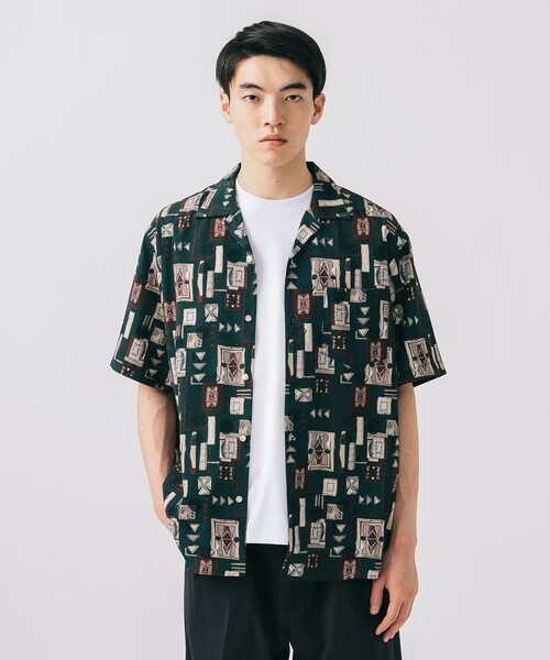 ビームス　半袖 柄シャツ　オープンカラー　アロハシャツ BEAMS HEART シャツ プリント オープンカラー メンズ レディース