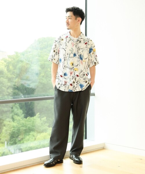 BEAMS HEART シャツ プリント オープンカラー メンズ レディース
