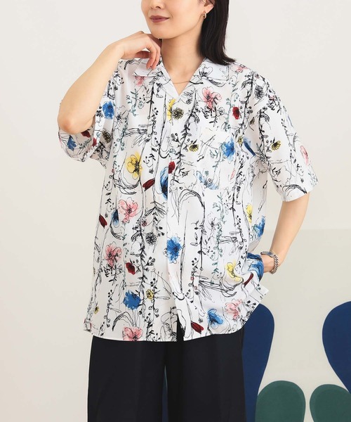 BEAMS HEART シャツ プリント オープンカラー メンズ レディース
