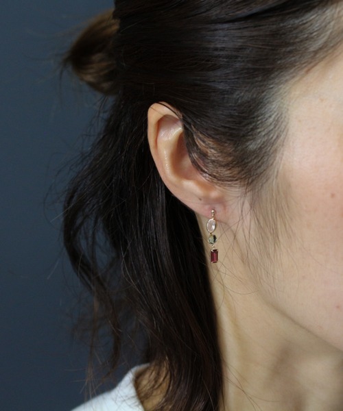 cui-cui（キュイキュイ） ピアス マルチカラーストーン ピアス | K10YG