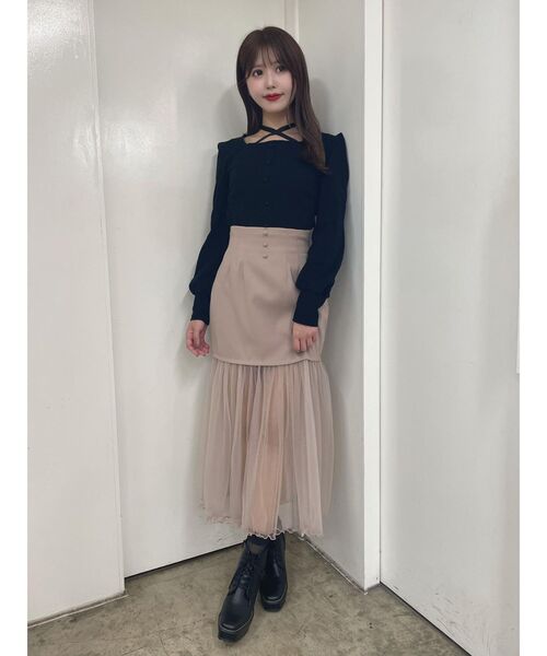 【美品】EATME ベルテッドチュールコンビスカート ベルテッドチュールコンビスカート[品番：MKSW0042502]｜EATME