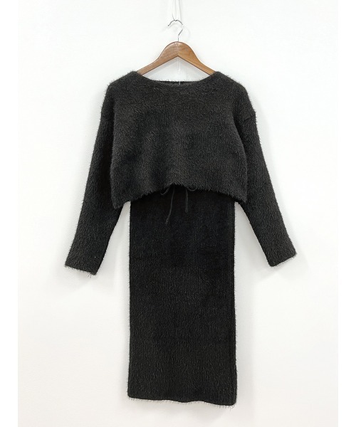 maisoncelon シャギーニット　セットアップ　ブラック HEILIS（ヘイリス） セットアップ 「cream select」シャギーニット