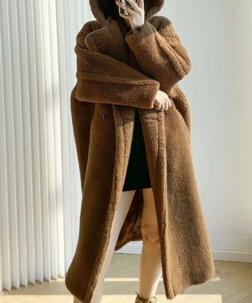 N.s モッズコート コート フード付きオーバーサイズボアコート