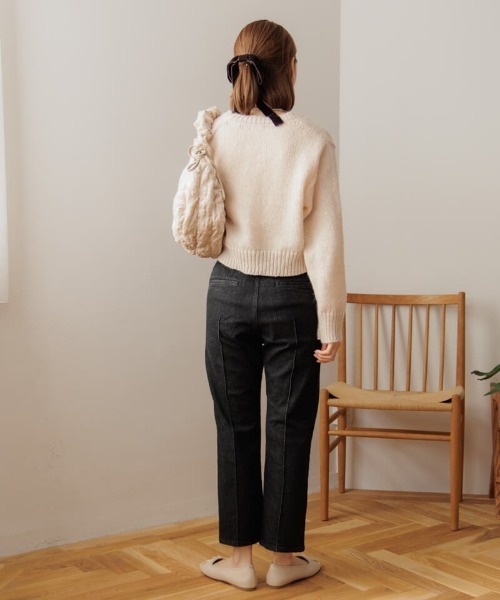 flower ニット セーター スパンコールニットカーディガン レディース