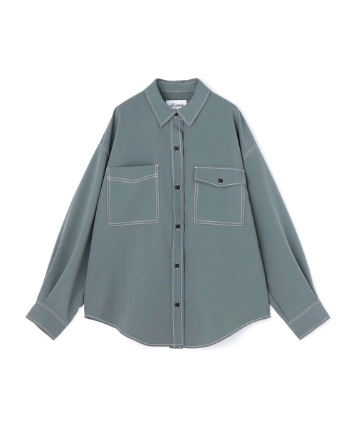 ブラウス シャツ 配色ステッチルーズCPOシャツ レディース ブラウス シャツ 配色ステッチルーズCPOシャツ レディース
