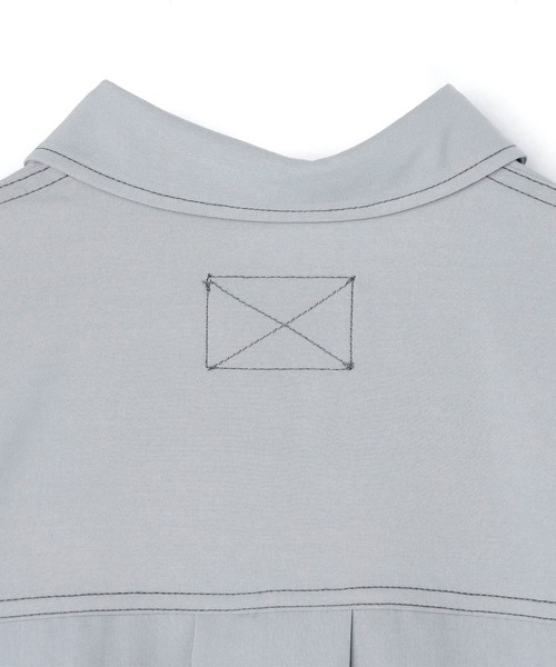 ブラウス シャツ 配色ステッチルーズCPOシャツ レディース