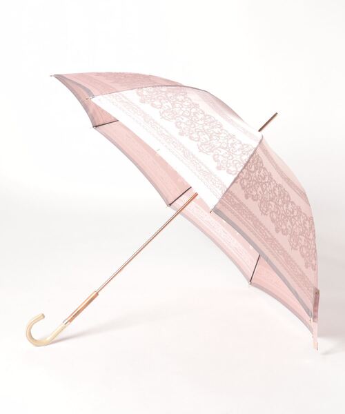 ✨新品未使用✨ランバンコレクション✨ジャガードレース柄✨ピンク色✨手開き長傘✨ LANVIN COLLECTION 傘 長傘 雨傘 ジャガードレース レディース