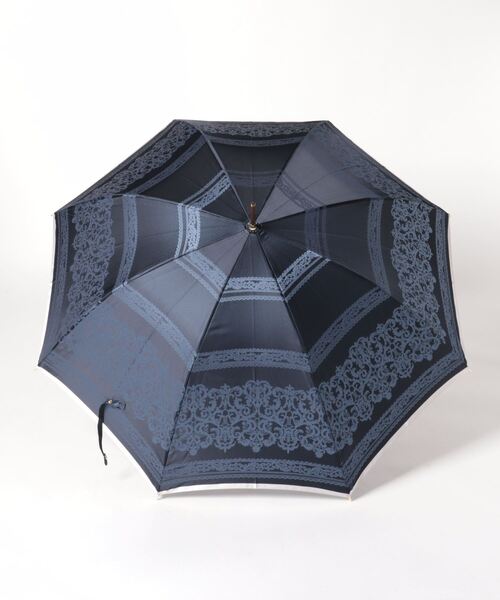 美品未使用タグ付き　ランバンコレクション　先染ジャカード　レース柄　長傘　一本傘 LANVIN COLLECTION 傘 長傘 雨傘 ジャガードレース レディース