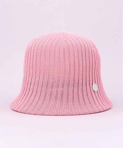 ピンク キレイめ 春夏 リブ編みのコットンサーモハット　Unisex ピンク キレイめ 春夏 リブ編みのコットンサーモハットUnisex