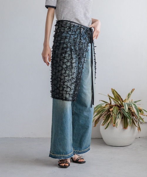 LOWRYS FARM スカート リボンレースラップスカート 117913