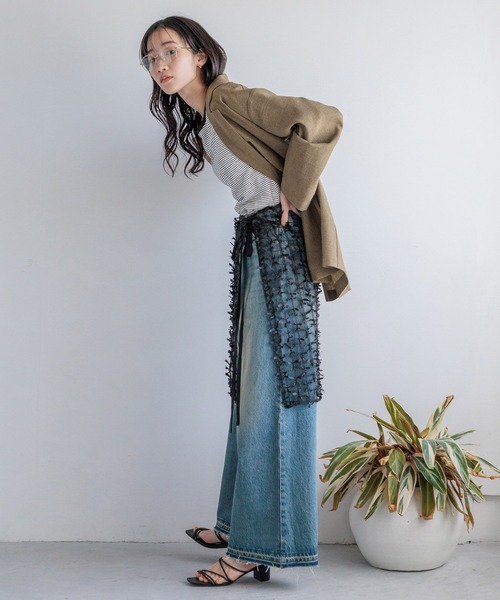 LOWRYS FARM スカート リボンレースラップスカート 117913