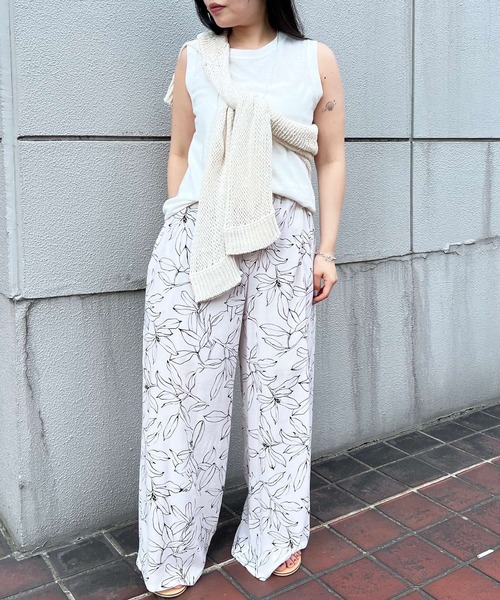 BABYLONE パンツ フラワープリントイージーパンツ レディース