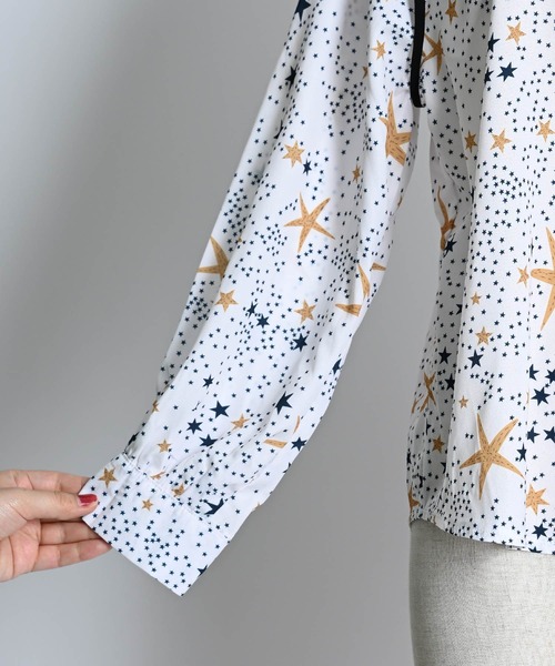 ブラウス シャツ 星柄 長袖シフォンシャツ レディース marai ブラウス シャツ 星柄 長袖シフォンシャツ レディース