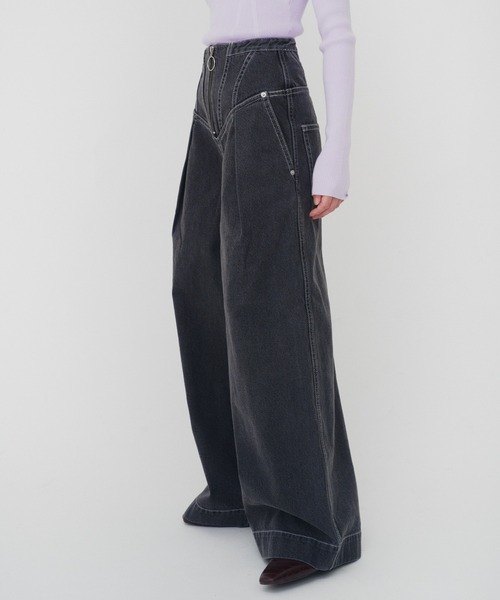 タグ付 42 STEVEN MEISEL WIDE-LEG ワイド デニムパンツ タグ付 42 STEVEN MEISEL WIDE-LEG ワイド デニムパンツ