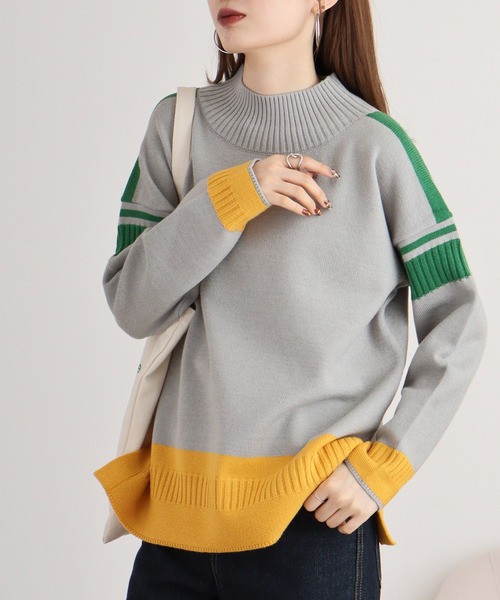 ニット セーター Eglantine ハイネック配色ニット レディース EGLANTINE ニット セーター Eglantine ハイネック配色ニット