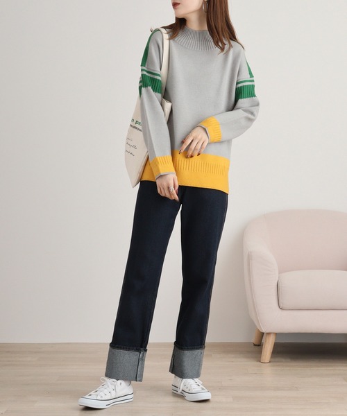 ニット セーター Eglantine ハイネック配色ニット レディース EGLANTINE ニット セーター Eglantine ハイネック配色ニット