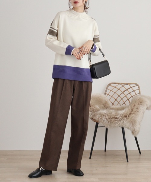 EGLANTINE ニット セーター Eglantine ハイネック配色ニット