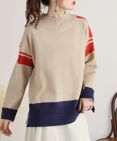 ニット セーター Eglantine ハイネック配色ニット レディース EGLANTINE ニット セーター Eglantine ハイネック配色ニット