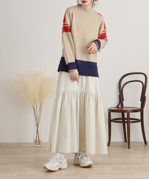 EGLANTINE ニット セーター Eglantine ハイネック配色ニット