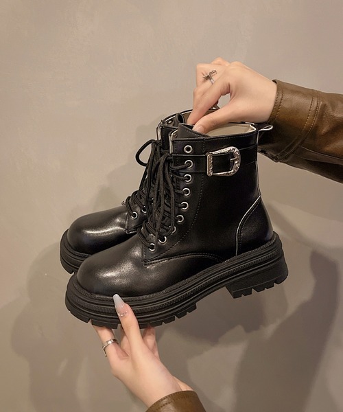 Lace Ladies（レースレディース） ブーツ サイドベルト 厚底 レース