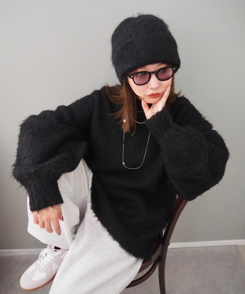 ニット帽 ニットキャップ shaggy knit beanie /シャギーニット