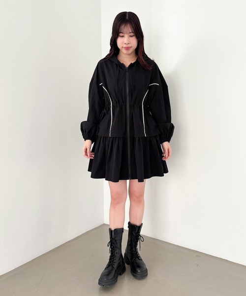 Heather ワンピース ピコレースラインフードワンピース 326093