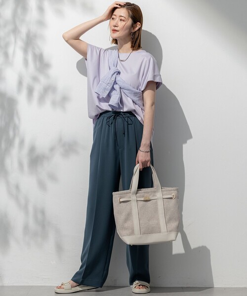 今期 【接触冷感/UVカット/吸水速乾】ストレッチジョーゼット ワイド パンツ 23区 パンツ 「接触冷感/UVカット/吸水速乾」ストレッチジョー