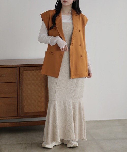 ベスト ジレ ダブルボタンテーラージレ レディース : ZOZOTOWN Yahoo