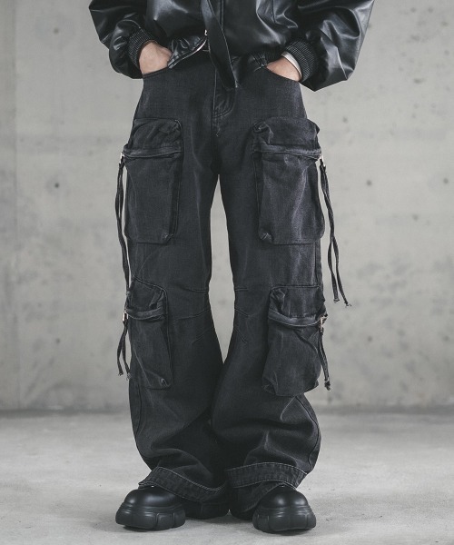 Shoowtime（ショウタイム） カーゴパンツ Black vintage wash denim