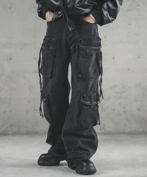 Shoowtime（ショウタイム） カーゴパンツ Black vintage wash denim