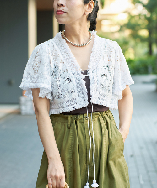 ブラウス シャツ IENA LA BOUCLE コットンレースショートボレロ レディース