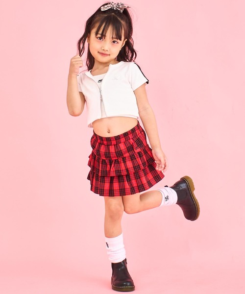 ANAP 黒 ロゴ入りキッズスカート サイズL カーゴ デニム ミニスカパン【ジュニアお揃い】（スカート