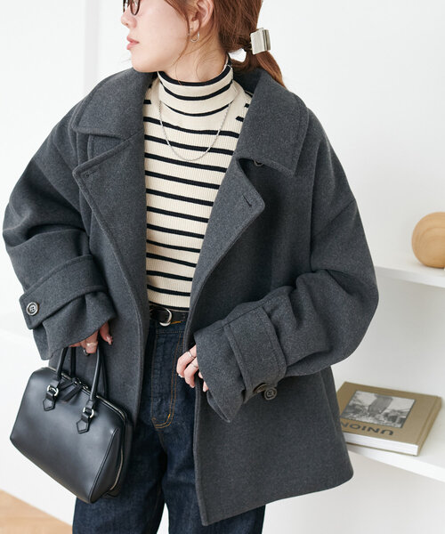 【新品タグ付き】ディスコート中空糸スタンドミドルコート　ブラック Discoat（ディスコート） コート FREE チャコールグレー レディース