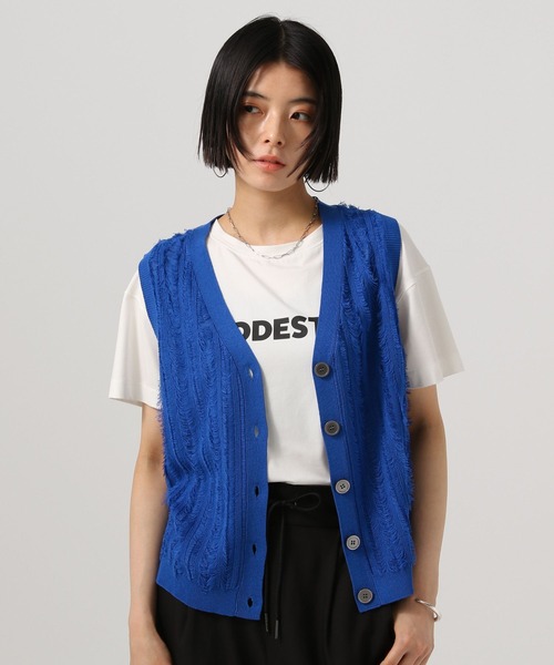 BAYFLOW（ベイフロー） ベスト ジレ カットフリンジニットベスト 