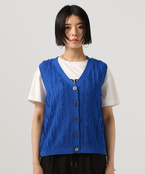 BAYFLOW（ベイフロー） ベスト ジレ カットフリンジニットベスト