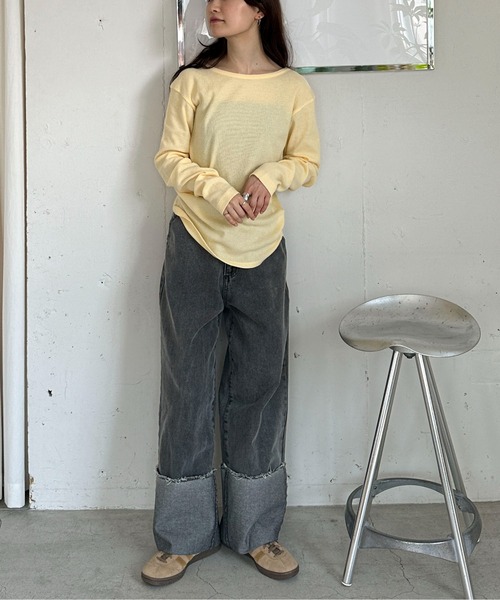「feepur」 長袖カットソー MEDIUM イエロー レディース