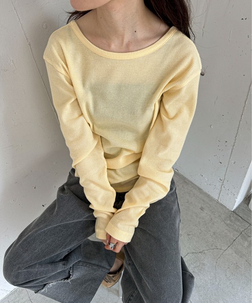 「feepur」 長袖カットソー MEDIUM イエロー レディース