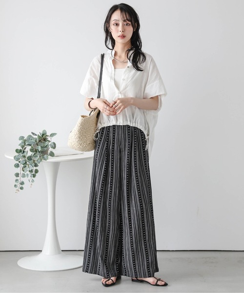 #23-3327 らむね La-gemme（ラジェム） ワイドパンツ パンツ リネンライクワイドパンツ
