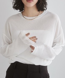 ANGIE tシャツ 着丈が選べる シアー スラブ ロンT レディース