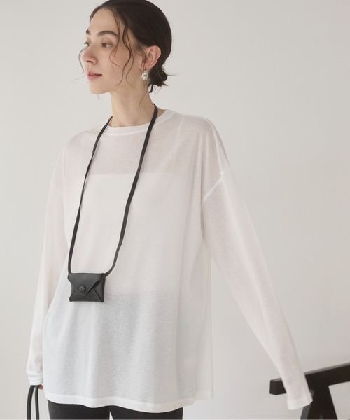 ANGIE tシャツ 着丈が選べる シアー スラブ ロンT レディース