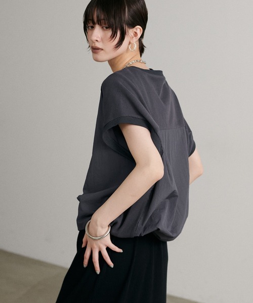 tシャツ 「LARUTA」ワッフル×ナイロンショルダープルオーバー レディース