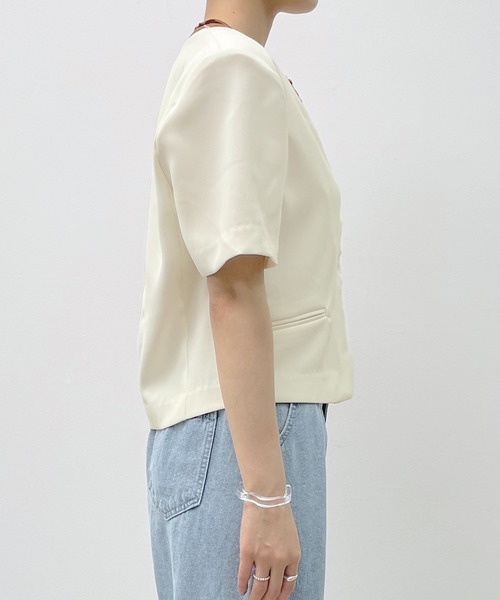 「Isn't She?」 ノーカラージャケット FREE ホワイト レディース_画像7