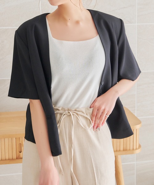 「Isn't She?」 ノーカラージャケット FREE ホワイト レディース_画像8