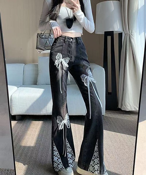 gossip!ロサンゼルス ジーンズ デニム デニムパンツ レース蝶リボン
