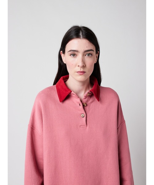 トレーナー スウェット Colour block polo oversize sweatshirt レディース