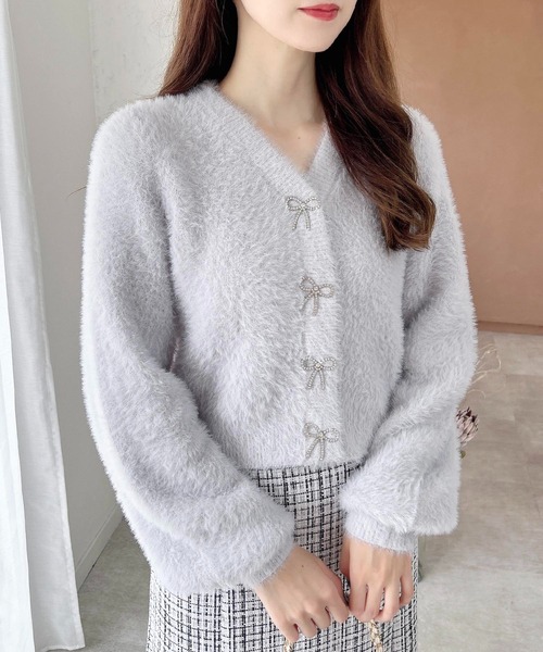 グレー ニットカーディガン 長袖 フロントボタン セール】ハイネック ニットカーディガン 長袖 トップス 秋冬 キレイめ