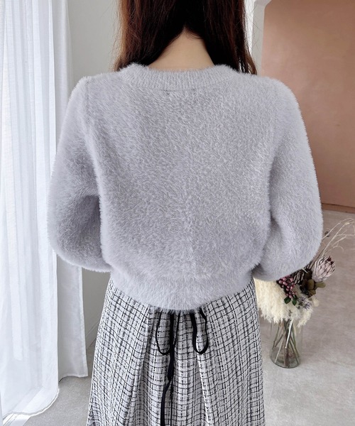 INGNI（イング） ニット セーター 「WEB限定」Vネックリボンボタン